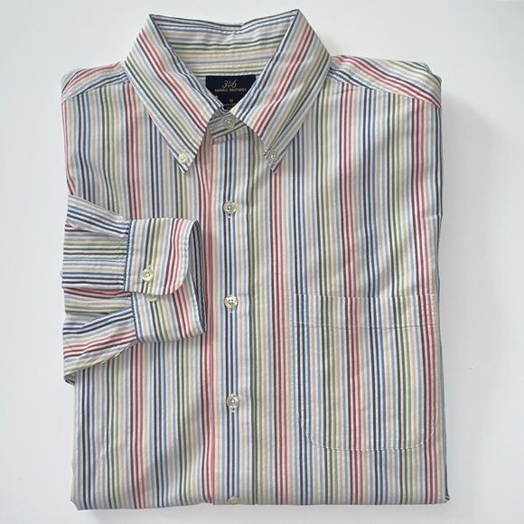 Tommy Hilfiger Classic Fit Striped Long Sleeve Multicolor Men's Shirt Size M - Picture 1 of 8